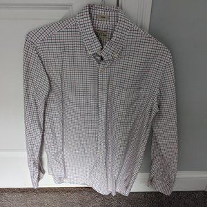 Men's JCrew white plaid button-down casual shirt red black medium slim fit